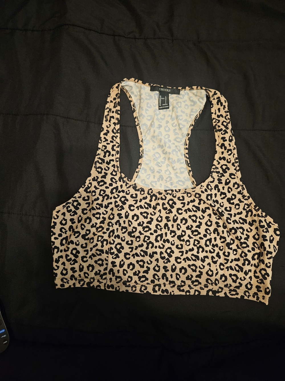 Forever 21 Beige Leopard Print Racerback Crop Top